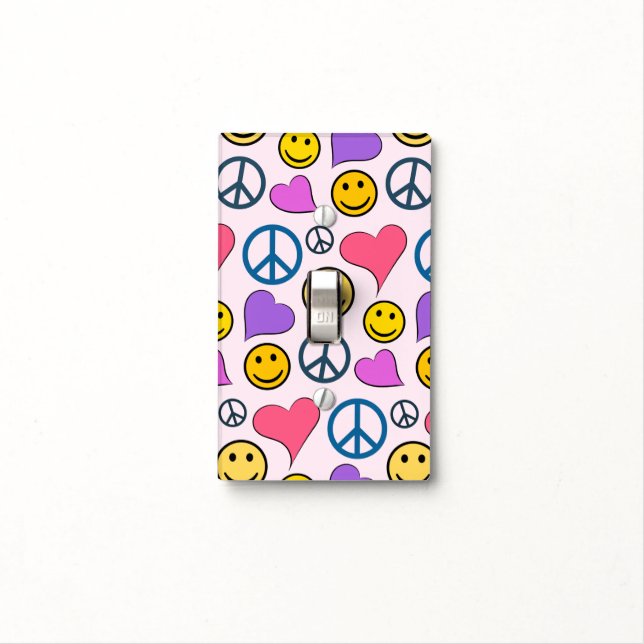 Peace Love Laugh Pattern Light Switch Cover (In Situ)