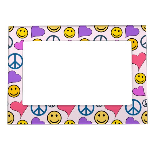 Peace Love Laugh Pattern Magnetic Frame