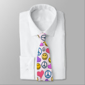 Peace Love Laugh Pattern Neck Tie (Tied)