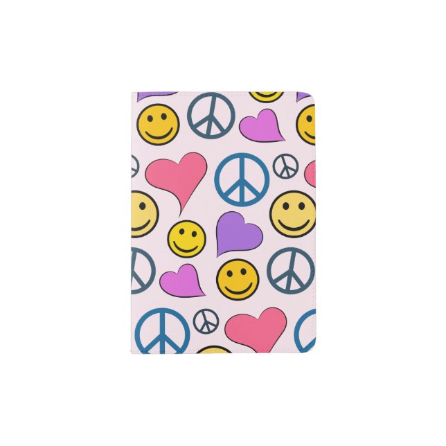 Peace Love Laugh Pattern Passport Holder (Front)
