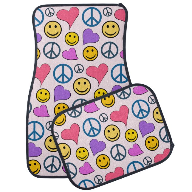 Peace Love Laugh Pattern Set Car Floor Mat (Set)