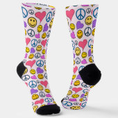 Peace Love Laugh Pattern Socks (Angled)