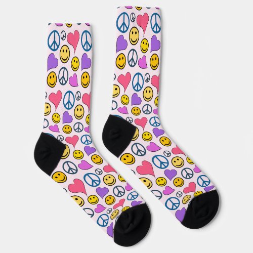 Peace Love Laugh Pattern Socks