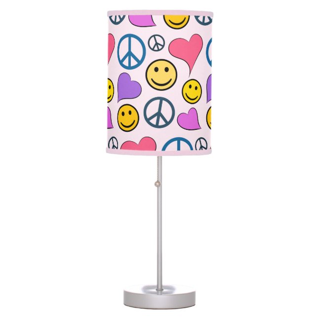 Peace Love Laugh Pattern Table Lamp (Front)