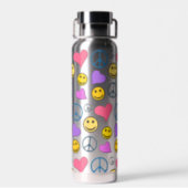 Peace Love Laugh Pattern Water Bottle (Back)