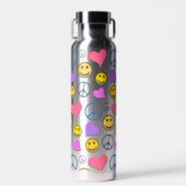Peace Love Laugh Pattern Water Bottle (Front)