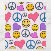 Peace Love Laugh Pattern Wine Label (Single Label)