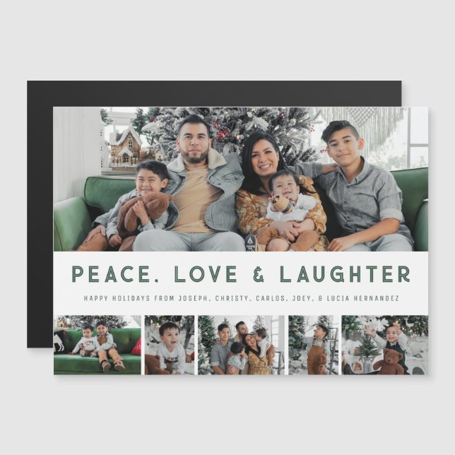 Peace, Love & Laughter Multi-Photo Holiday Card (Front/Back)