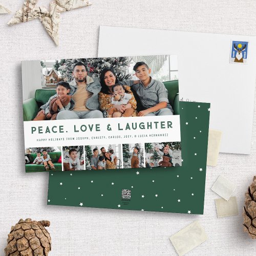 Peace Love  Laughter Multi_Photo Holiday Card