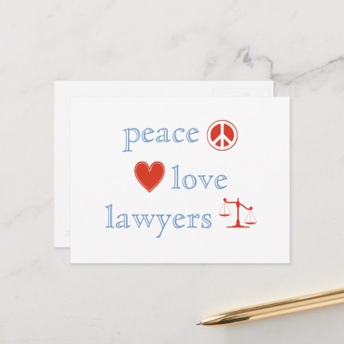 Peace Love Lawyers Postcard