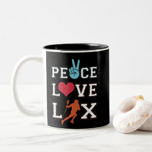 Peace Love Lax Youth Lacrosse Heart Two-Tone Coffee Mug