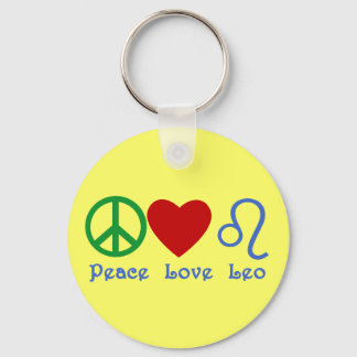 Peace Love Leo Astrological Design Keychain