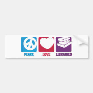 Peace Love Libraries Bumper Sticker