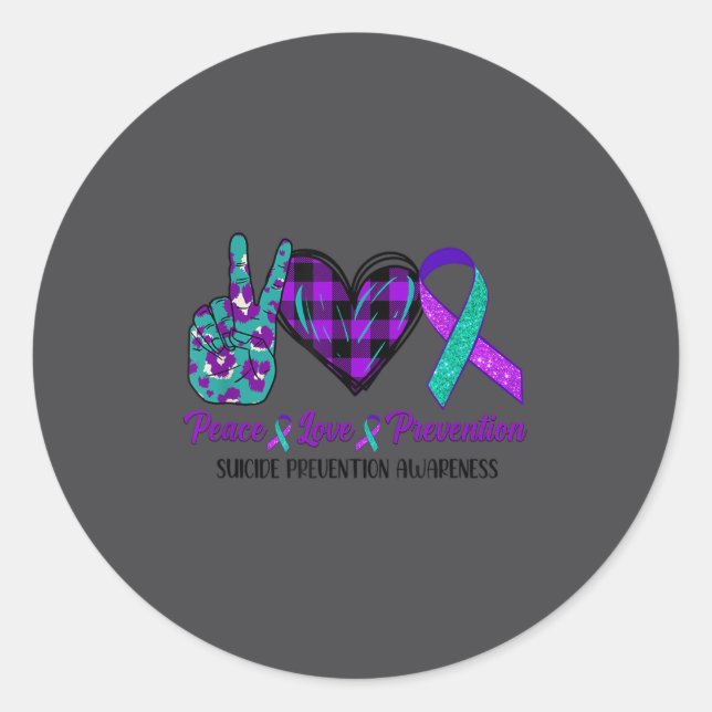 Peace Love Life Suicide Awareness Womens Semi Colo Classic Round Sticker (Front)