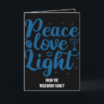 Peace, Love, Light Hanukkah Card<br><div class="desc">Peace,  Love,  Light Hanukkah Card. Editable text</div>