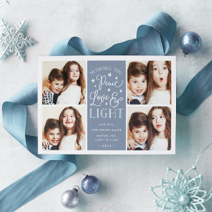 Peace, Love & Light   Hanukkah Photo Holiday Card