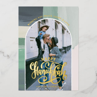 Peace Love Light | Happy Hanukkah Photo Foil Holiday Card