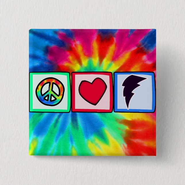 Peace, Love, Lightning Bolt Pinback Button (Front)