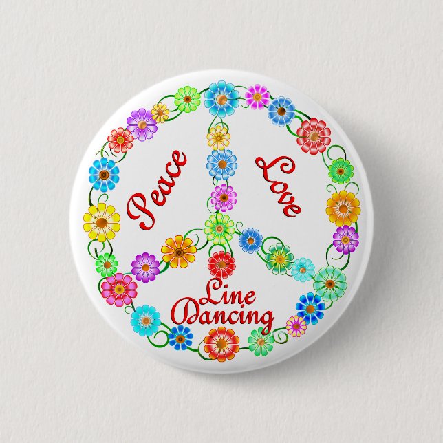 Peace Love Line Dancing Pinback Button (Front)