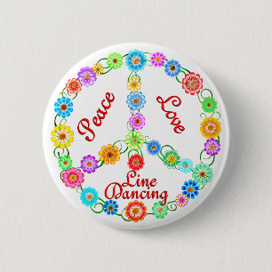 Peace Love Line Dancing Pinback Button