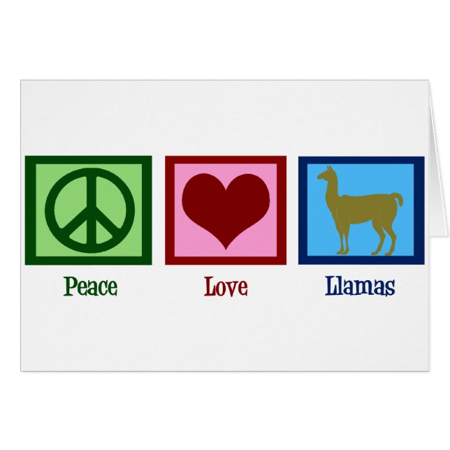 Peace Love Llamas Card (Front Horizontal)