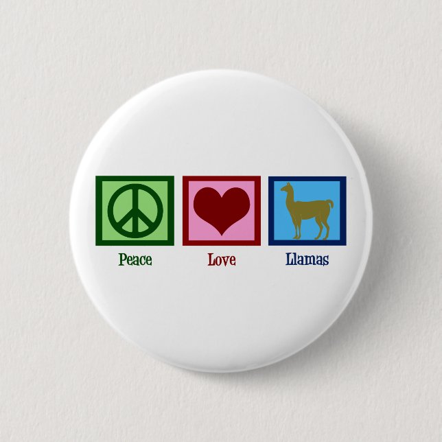 Peace Love Llamas Pinback Button (Front)