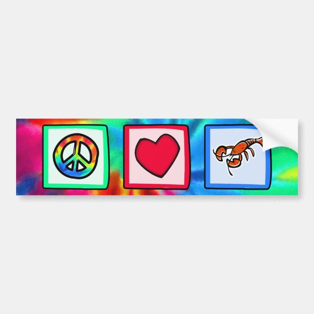 Peace, Love, Lobsters Bumper Sticker (Front)