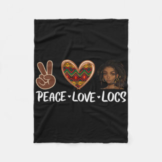 Peace Love Locs Black Melanin Women African Histor Fleece Blanket