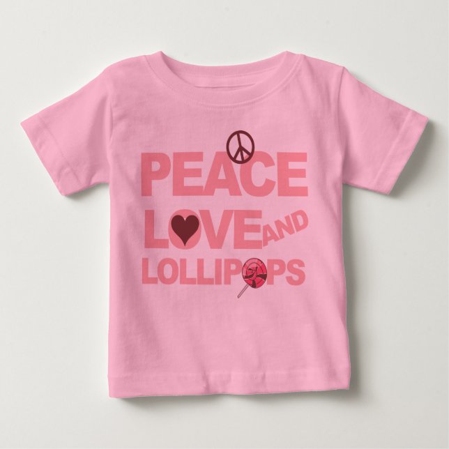 Peace love lollipops long sleeved toddler girl tee (Front)