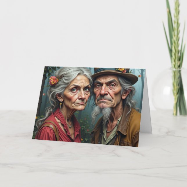 Peace Love & Longevity Wrinkled Rebels Couple Card (Front)
