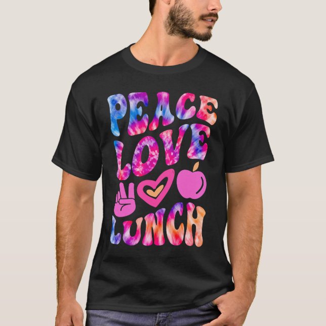 PEACE LOVE LUNCH Lady Retro Cafeteria Groovy 100 D T-Shirt (Front)