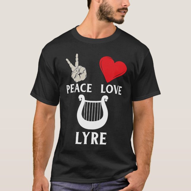 Peace Love Lyre French Horn Lyre Instrument Lyre P T-Shirt (Front)