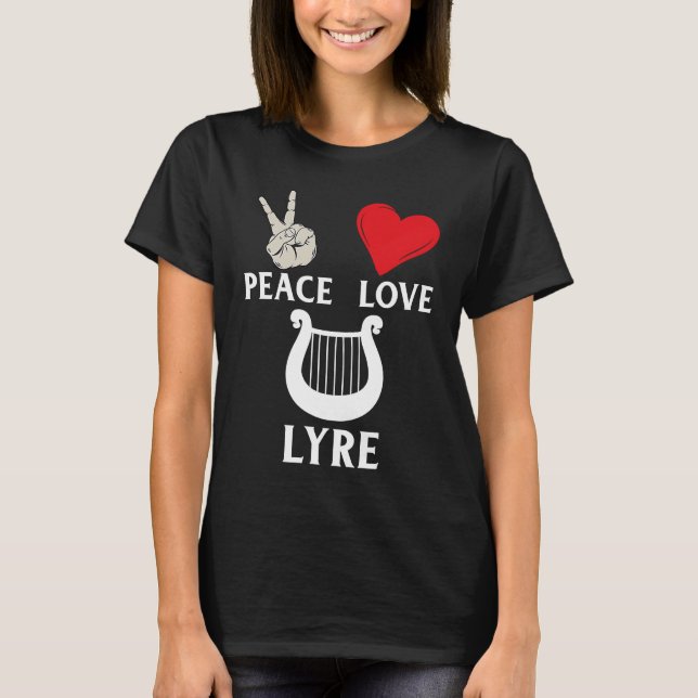 Peace Love Lyre French Horn Lyre Instrument Lyre P T-Shirt (Front)