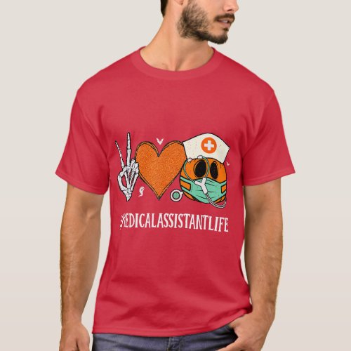 Peace Love MA Nurselife Medical Assistant Hallowee T_Shirt