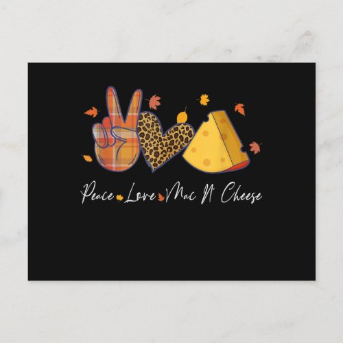 Peace Love Mac N Cheese Halloween Thanksgiving Holiday Postcard