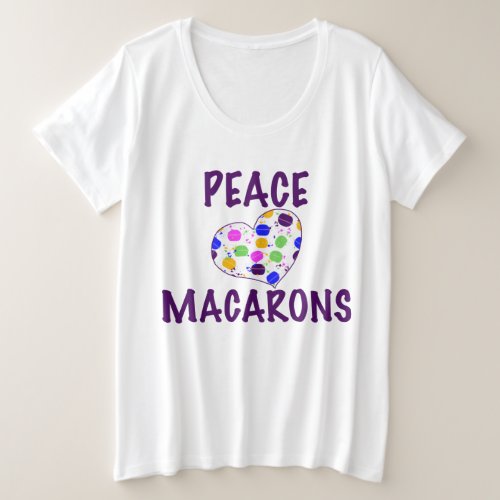 Peace Love Macarons Heart Plus Size T_Shirt