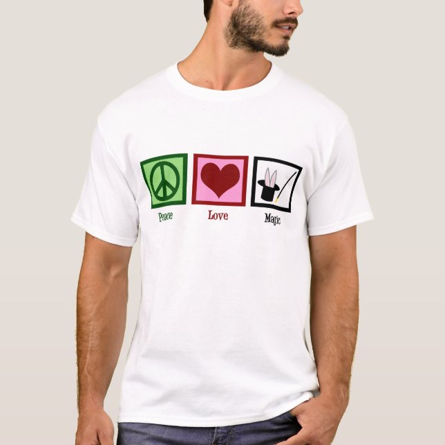 Peace Love Magic Cute Magician T-Shirt (Front)