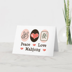 Peace Love Mahjong Blank Greeting Card