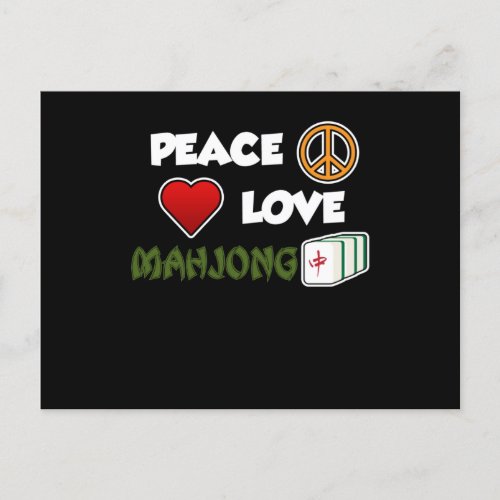 Peace Love Mahjong Game Mahjong Player Games Invitation Postcard