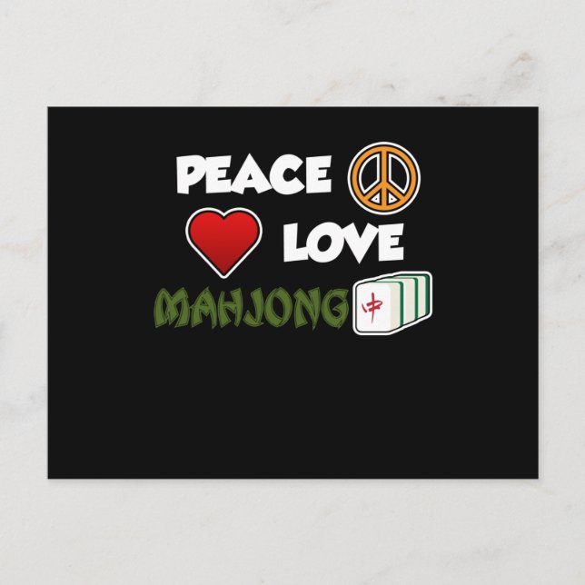 Peace Love Mahjong Game Mahjong Player Games Invitation Postcard (Front)