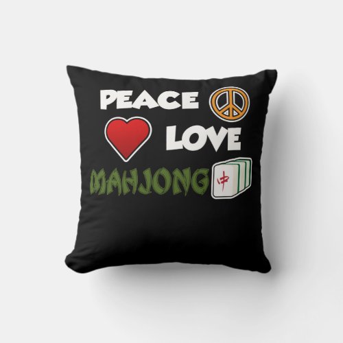 Peace Love Mahjong Game Mahjong Player Games Throw Pillow