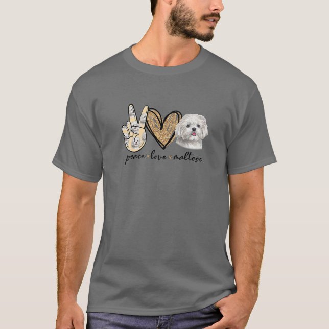 Peace Love Maltese Dog Lover Mothers Day Christmas T-Shirt (Front)