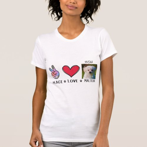 Peace Love Maltese Dog Lovers T_Shirt