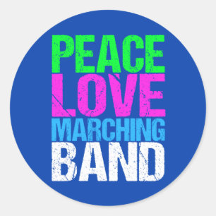 Peace Love Marching Band Classic Round Sticker