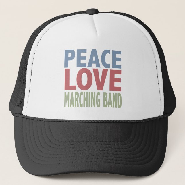 Peace Love Marching Band Trucker Hat (Front)