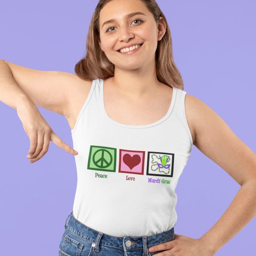 Peace Love Mardi Gras Custom Tank Top