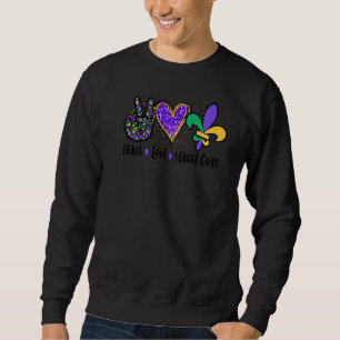 Peace Love Mardi Gras For Women With Beads And Bli Sweatshirt