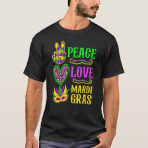 Peace Love Mardi Gras Leopard Funny Festival Carni T-Shirt