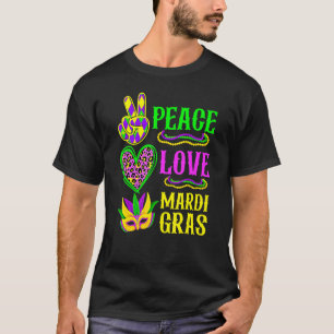 Peace Love Mardi Gras Leopard Funny Festival Carni T-Shirt