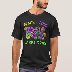 Peace Love Mardi Gras Leopard Heart, Mardi Gras Fe T-Shirt
